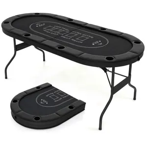 DREAMADE Table de Poker Ovale Pliable pour 8 Joueurs Table de Poker Te... pas cher