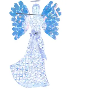 CostwayDécoration de Noël Ange Lumineux 1,58 m Ange en 3D avec Halo Sc... pas cher