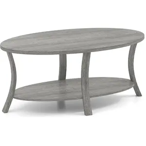 CostwayTable Basse Ovale à 2 Niveaux avec Étagère de Rangement Table B... pas cher