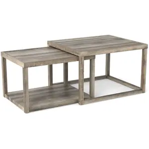 CostwayEnsemble de 2 Tables Basses Gigognes Tables d'Appoint Rectangul... pas cher
