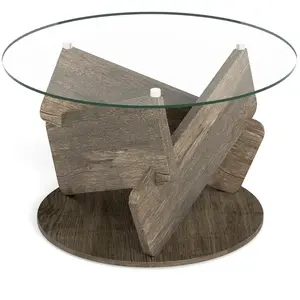 CostwayTable Basse Ronde en Verre Table Centrale Moderne de 81 cm avec... pas cher