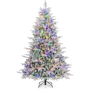 Sapin de Noël Artificiel Floqué et Articulé Ø135 x 218H cm COSTWAY-350... pas cher