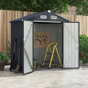 Abri de Jardin Métal 208 193x108x196 cm COSTWAY Galvanisé Sol de Base... pas cher