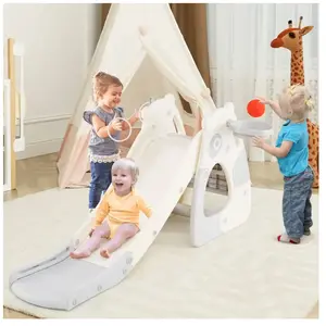 COSTWAY Toboggan 4 En 1 Costway Avec Panier De Basket, Jeu De Lancer D...Vendu parcdiscount
