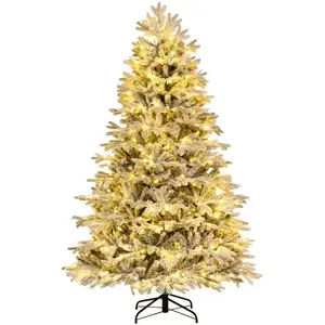Sapin de Noël Artificiel LED 215 cm COSTWAY-450 Lumières Blanches Chau...