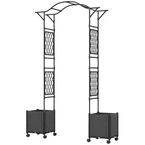 CostwayArche de Jardin 2 en 1 avec Jardinière Arche en Métal et Pp Tre... pas cher