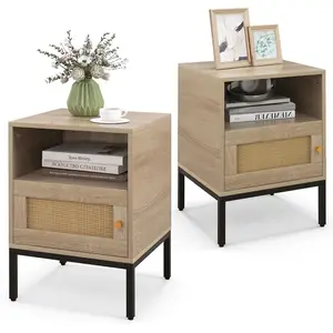 Costway2 Tables de Chevet avec Rangement Table d'Appoint de Style Bohè... pas cher