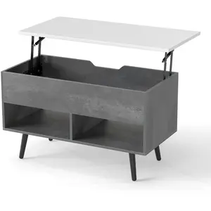 CostwayTable Basse Relevable avec 2 Compartiments et Rangement Caché T... pas cher