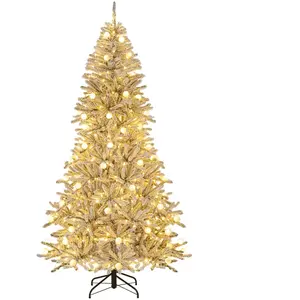 CostwaySapin de Noël Artificiel Enneigé de 210 cm avec 65 Boules Lumin... pas cher