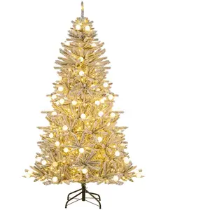 CostwaySapin de Noël Artificiel Enneigé de 180 cm avec 51 Boules Lumin... pas cher