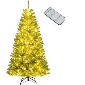 Costway180 cm Arbre de Noël Artificiel Pré-éclairé avec 700 Lumières L... pas cher