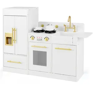 CostwayEnsemble Jeu de Cuisine Enfant avec Réfrigérateur Cuisinière Év... pas cher