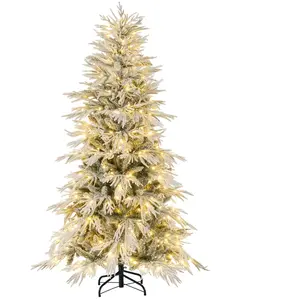 Costway180 CM Sapin de Noël Artificiel Enneigé Pré-Éclairé avec 250 Lu... pas cher
