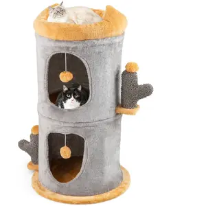 CostwayArbre à Chat Mignon avec 2 Condos Confortables 2 Boules en Pelu... pas cher