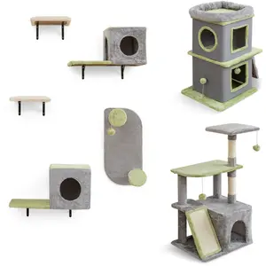 CostwayEnsemble de Meubles pour Chats 3 en 1 Centre d'Activité pour Ch... pas cher