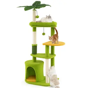 CostwayArbre à Chat Mignon Tour Multi-niveaux avec Feuilles Artificiel... pas cher