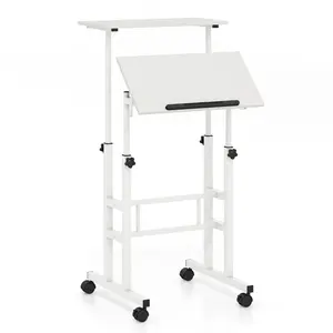 CostwayBureau Assis-Debout à Roulettes Table Informatique pour Ordinat... pas cher