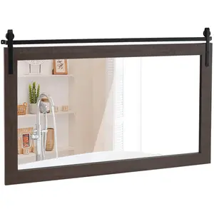 Costway100 X 66CM Miroir Murale de Ferme Style Porte de Grange Rectang... pas cher