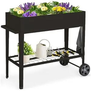 CostwayJardinière Surélevé en Métal avec Pieds Lit de Jardin sur Roule... pas cher