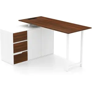 CostwayBureau en Forme de L avec Armoire à Dossiers et Prise Électriqu... pas cher
