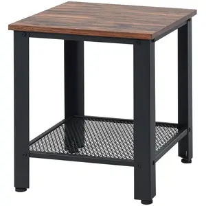 Costway Table Basse Carrée en Métal 40 x 40 x 45,5cm Choix de Couleur - Marron pas cher