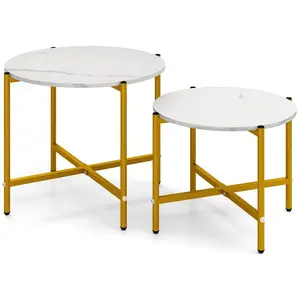 CostwayEnsemble de 2 Tables Basses Rondes Tables Basses Gigognes de 55... pas cher