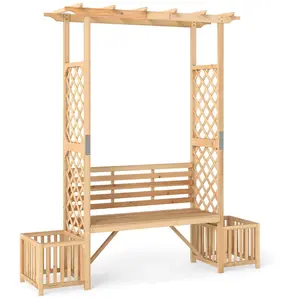 CostwayArche à Rosiers avec Banc Banc en Bois pour Extérieur avec Perg... pas cher