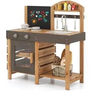 CostwayJouet de Cuisine d'Extérieur pour Enfants avec Tableau Noir Fou... pas cher