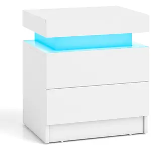 CostwayTable de Chevet avec Éclairage LED 20 Couleurs Table de Nuit 2 ... pas cher
