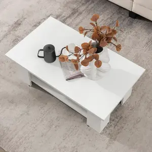 CostwayTable Basse en Bois à 2 Niveaux avec Etagère Ouverte Style Mode... pas cher