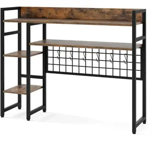 CostwayÉtagère de Bureau à 4 Niveaux avec Panneau à Grille Métallique ... pas cher