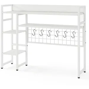 CostwayÉtagère de Bureau à 4 Niveaux avec Panneau à Grille Métallique ... pas cher