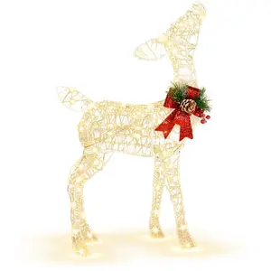 CostwayRenne de Noël Illuminé Petite Décoration de Jardin en Forme de ... pas cher