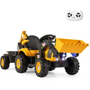 CostwayTracteur Pelleteuse et Bulldozer pour Enfants Voiture Électriqu... pas cher