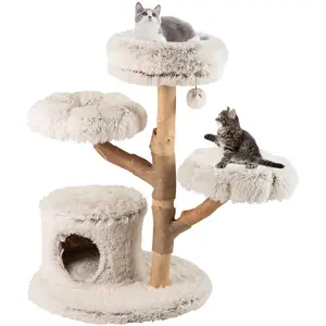 CostwayArbre à Chat Moderne Tour de 102 cm avec Branches en Bois Vérit... pas cher