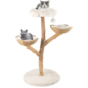 CostwayArbre à Chat Moderne Tour de 122 cm avec Branches en Bois Vérit... pas cher