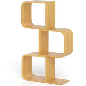 CostwayBibliothèque en Forme de 'S' à 3 Niveaux Etagère en Bambou avec...Vendu parcostway