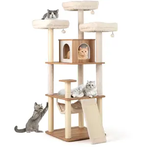 CostwayArbre à Chat de 168CM avec 3 Plateformes Rembourrées Condo Pote... pas cher