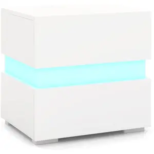 CostwayLot de 2 Tables de Chevet LED 2 Tiroir Table de Nuit Lumineuse ... pas cher