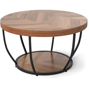 CostwayTable Basse Ronde de 80 cm a 2 Niveaux Table de Cocktail avec C... pas cher