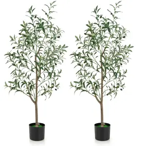 CostwayLot de 2 Arbres Artificiels d'Olive de 130 cm Fausses Plantes e... pas cher
