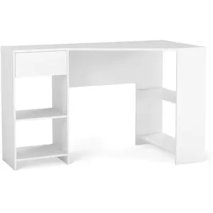 Comparateur de prix : Costway Bureau D'angle En Forme De L 120 Cm Avec Tiroir Et Étagères De...