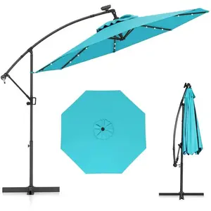 Parasol Déporté 300 x 245cm - COSTWAY - avec 32 LED - Base Croisée - ... pas cher