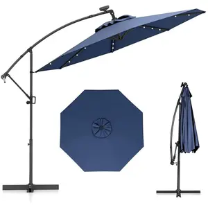 Parasol Déporté 300 x 245cm - COSTWAY - avec 32 LED - Base Croisée - ... pas cher