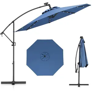 Parasol Déporté 300 x 245cm - COSTWAY - avec 32 LED - Base Croisée - ... pas cher
