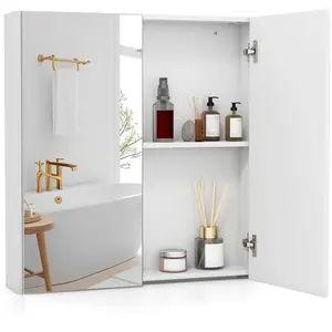 CostwayArmoire à Pharmacie avec Miroir 62 x 65 cm Armoire Murale de Sa... pas cher