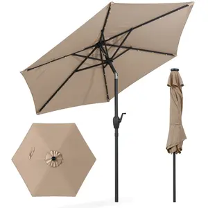 CostwayParasol de Terrasse Solaire de 230cm Parasol Robuste avec Lumiè... pas cher