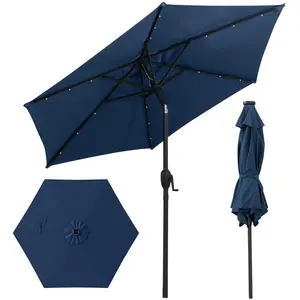CostwayParasol de Terrasse Solaire de 230cm Parasol Robuste avec Lumiè... pas cher