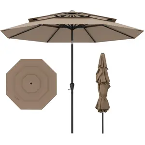 CostwayParasol 3 Étages avec Manivelle Parasol de Jardin Résistant Au ... pas cher