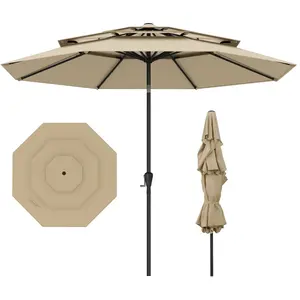 CostwayParasol 3 Étages avec Manivelle Parasol de Jardin Résistant Au ... pas cher